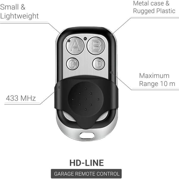 HD-Line Set med 2 fjärrkontroller för garagedörr/grindlarm 433 Mhz Silver - 2X sådant garage