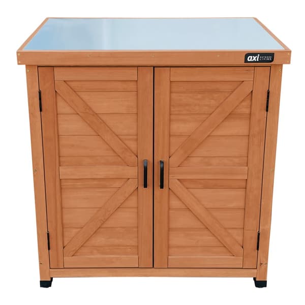 AXI Felix Haveopbevaringsskab i træ i brun | Haveskab med fast hylde | 80 x 45 x 93 cm