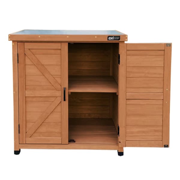 AXI Felix Haveopbevaringsskab i træ i brun | Haveskab med fast hylde | 80 x 45 x 93 cm