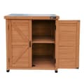 Miniatyrbillede 5 af 7: AXI Felix Haveopbevaringsskab i træ i brun | Haveskab med fast hylde | 80 x 45 x 93 cm