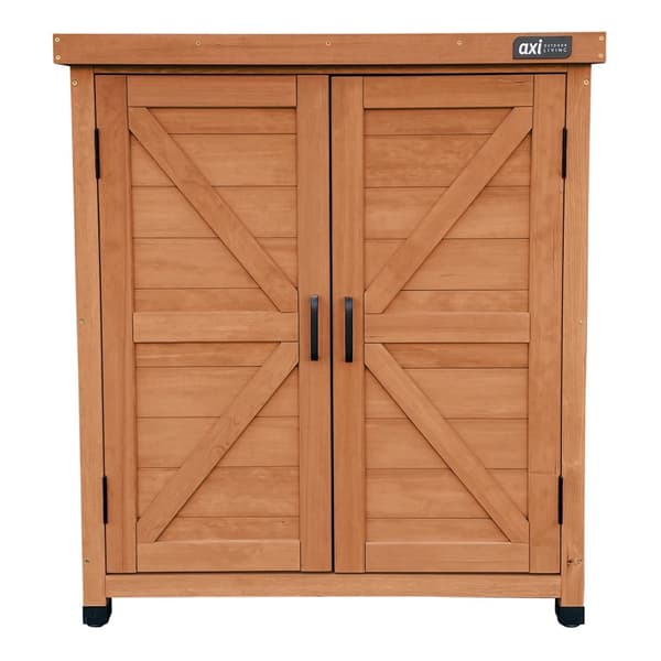 AXI Felix Haveopbevaringsskab i træ i brun | Haveskab med fast hylde | 80 x 45 x 93 cm