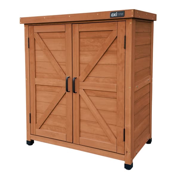 AXI Felix Haveopbevaringsskab i træ i brun | Haveskab med fast hylde | 80 x 45 x 93 cm