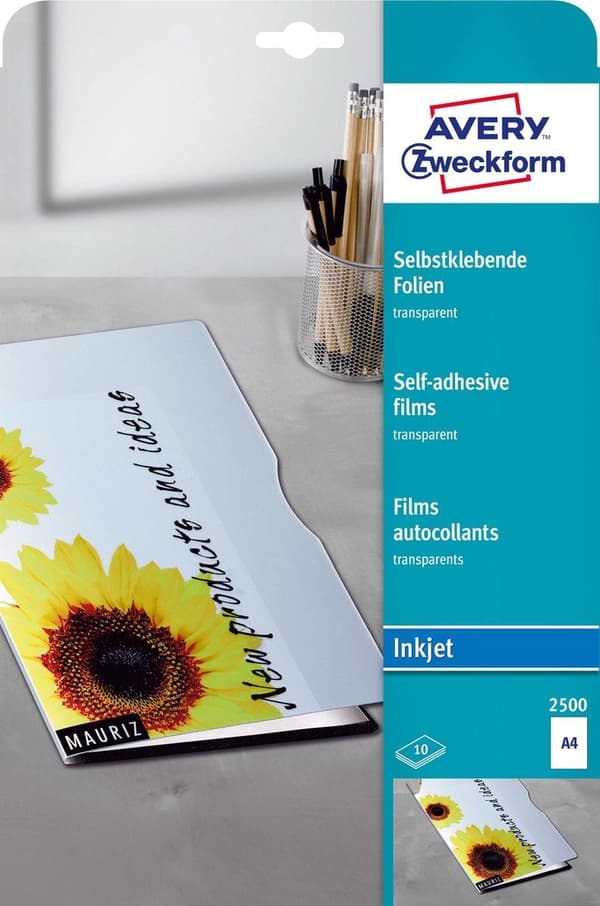 Avery 2500 Inkjet Polyesteri läpinäkyvä 10 arkin läpinäkyvä kalvo
