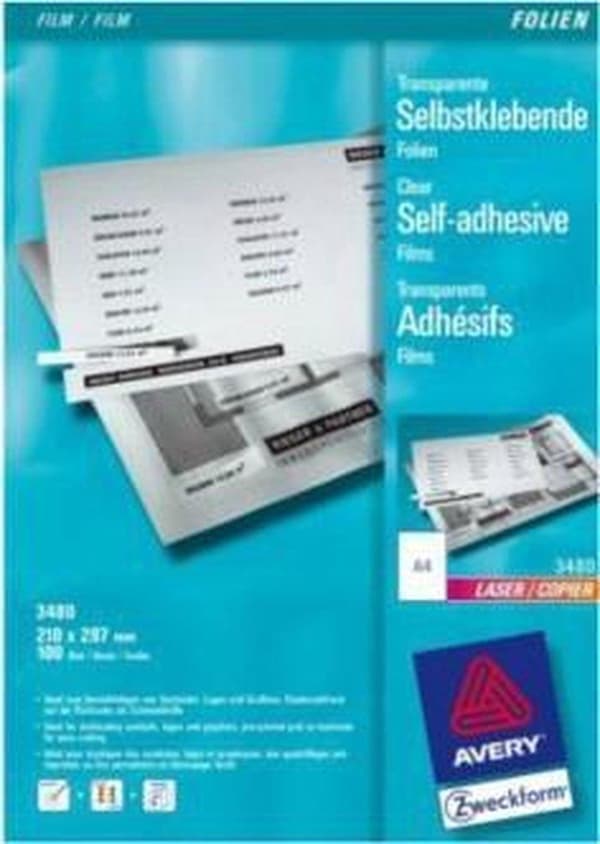 Kopifolie Avery 210x297mm - transp. 140 mikron 100 ark