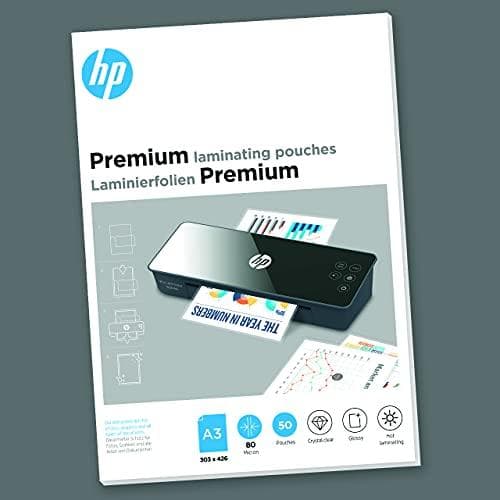 HP Premium lamineringspåsar, DIN A3, 80 mikron, blank, transparent, för varmlaminering, 50 delar, 9126