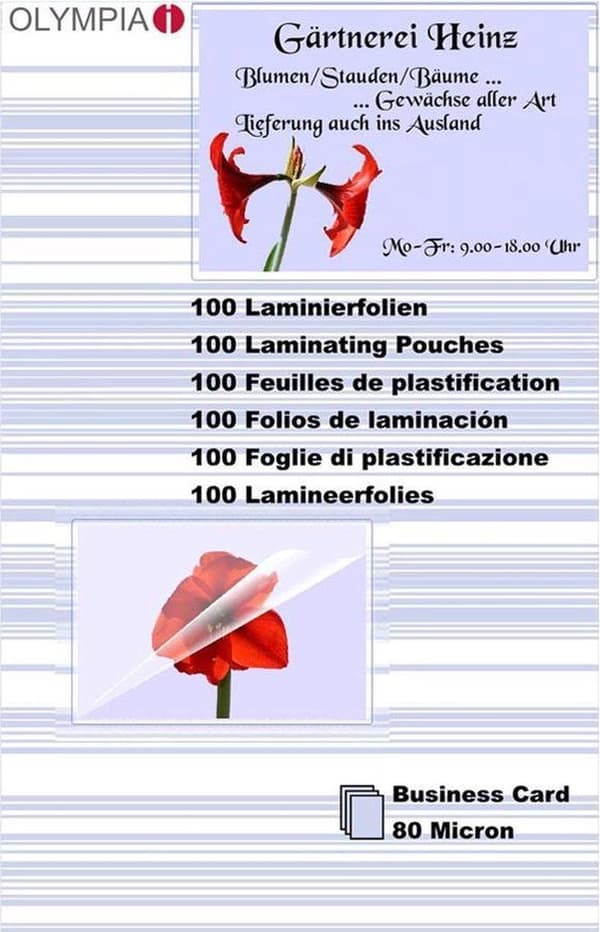 1x100 Olympia lamineringsfolie visitkort 80 mikron 9169