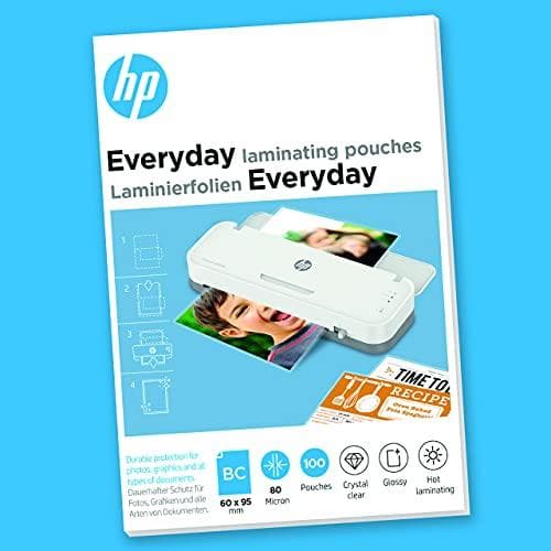 HP lamineringsposer til hverdagsbrug visitkort 80 mikron blankt klar varmlaminat Pakke med 100 stk. 9157
