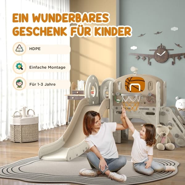Rootz 7-i-1 Outdoor Kids Slide - Lekplats - Plast Slide - HDPE Material - 186L x 153W x 111H cm