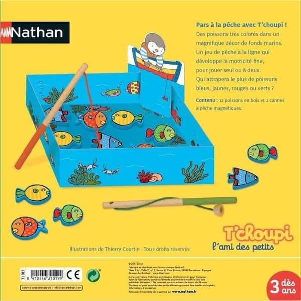 Skalbart fiskespel T'choupi - NATHAN - Finmotorik - Blandat - Från 3 år