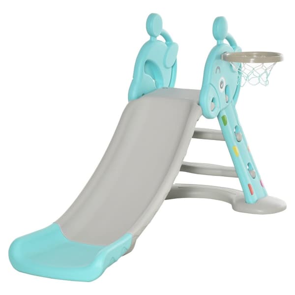 Rootz Children's Slide with Basketball Hoop - Foldbar Toy Slide - Inomhus utomhus kul - Icke -toxisk HDPE - 147 x 82 x 85,5 cm