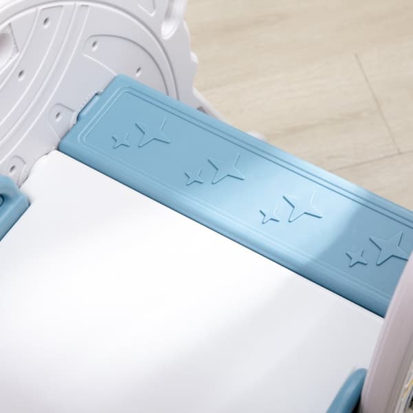 Rootz Børns indendørs dias - Toddler Slide - Kid's Slide - Safe Play med ikke -skridsikre trin - 157L x 46,5W x 80H cm - Blue Rocket -tema