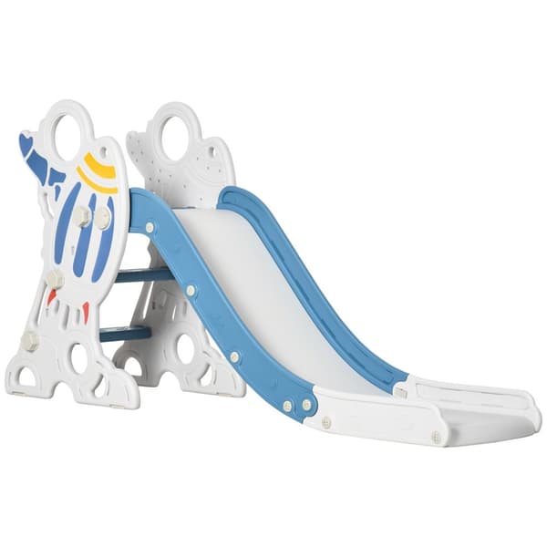Rootz Børns indendørs dias - Toddler Slide - Kid's Slide - Safe Play med ikke -skridsikre trin - 157L x 46,5W x 80H cm - Blue Rocket -tema