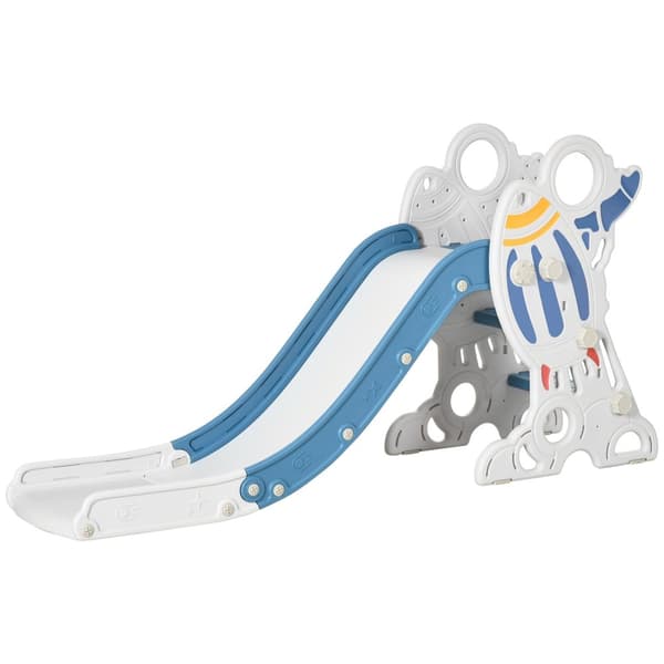 Rootz Børns indendørs dias - Toddler Slide - Kid's Slide - Safe Play med ikke -skridsikre trin - 157L x 46,5W x 80H cm - Blue Rocket -tema