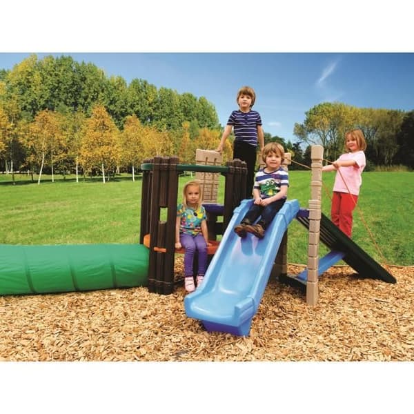 Lekplats - LITTLE TIKES - Slott - 120 cm rutschkana - Tunnel - Plattformar - Brun