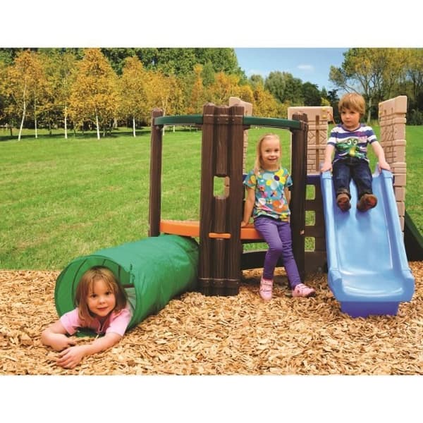 Lekplats - LITTLE TIKES - Slott - 120 cm rutschkana - Tunnel - Plattformar - Brun
