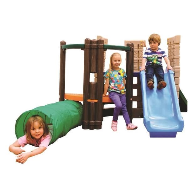 Lekplats - LITTLE TIKES - Slott - 120 cm rutschkana - Tunnel - Plattformar - Brun