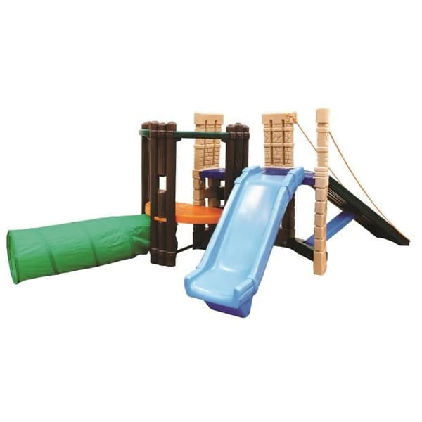 Lekplats - LITTLE TIKES - Slott - 120 cm rutschkana - Tunnel - Plattformar - Brun