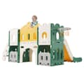 Miniatyrbillede 4 af 11: 6-i-1 klatrelegetøj til børn – rutsjebane, klatring, tunnelleg, opbevaring og basketballkurv – HDPE børneslot indendørs og udendørs