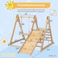 Miniatyrbild 4 av 11: 3-i-1 Klätterleksak i Trä för Barn – Med Rutschkana, Gunga & Klätterställning – Inomhus Lekställning i Massiv Furu & Plywood