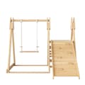 Miniatyrbild 5 av 11: 3-i-1 Klätterleksak i Trä för Barn – Med Rutschkana, Gunga & Klätterställning – Inomhus Lekställning i Massiv Furu & Plywood