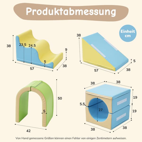 6-i-1 stora färgglada skumklossar för barn – kreativ lek med bågar, rutsch och krypning – perfekt för inomhuslek och motorisk utveckling