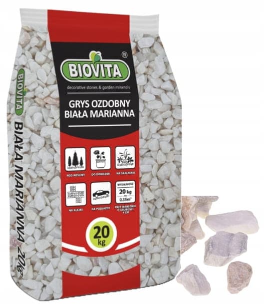 Dekorativa flisor Vit Mariana 16-32mm Vit och grå dekorsten 20kg