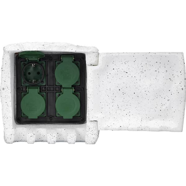 Renkforce 1168609 Trädgårdsstickkontakt 4x Vit, Grå Stenoptik