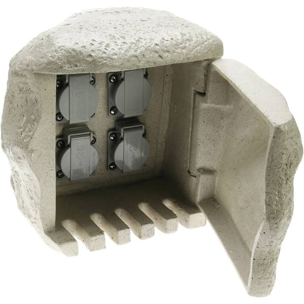 Heitronic 36314 Trädgårdsstickkontakt Granitgrå (matt) Stenoptik