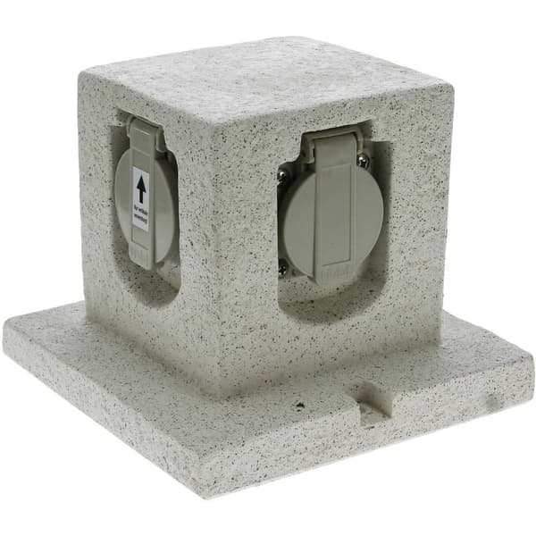 Heitronic 36315 Trädgårdsstickkontakt Granitgrå (matt) Stenoptik