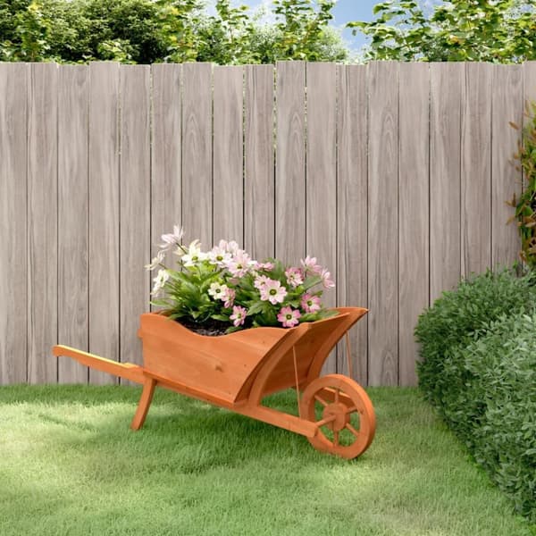vidaXL plantekasse 128x45,5x43 cm trillebørsdesign massivt fyr