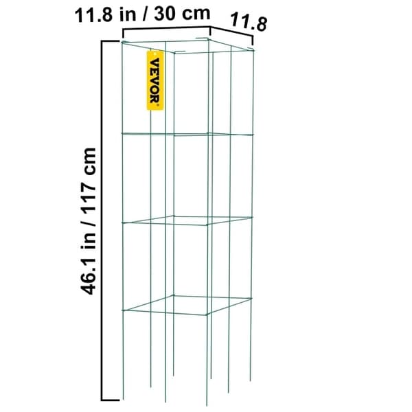 Tomatkasser, Firkantet Stål, Plante Støtte, 5Pack Sølv 38FT