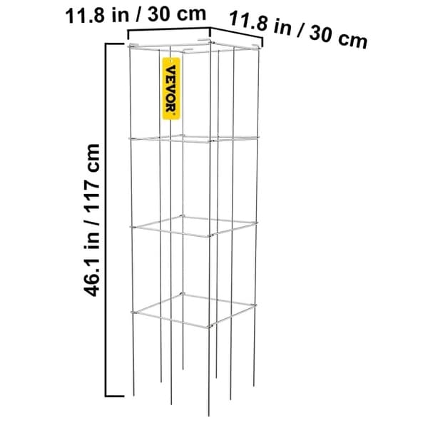 Tomatkasser, Firkantet Stål, Plante Støtte, 5Pack Sølv 38FT