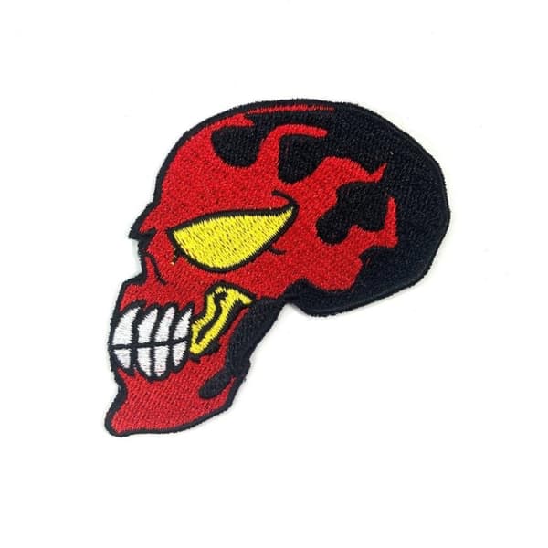 Skull red fabric patch