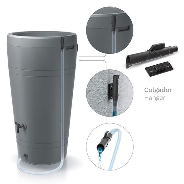 Prosperplast Regnvandsbeholder Set 200l Smooth Collection 60x60x106.6 Cm Transparent