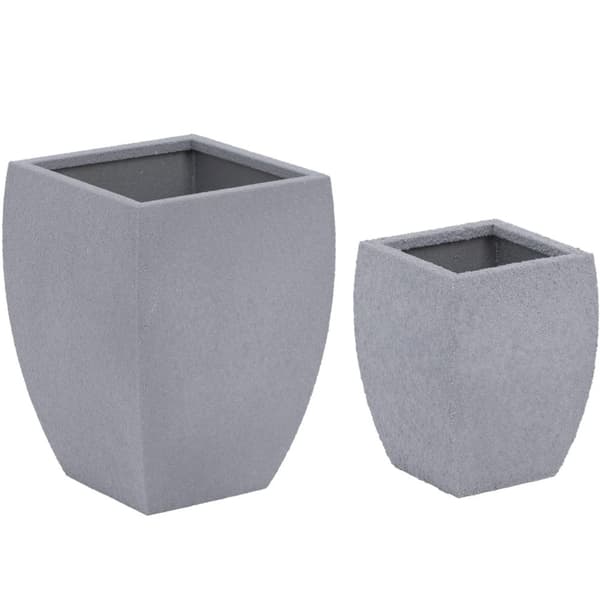Set med 2 rundade blomkrukor 27x27 cm 31x31 cm - cortenstål