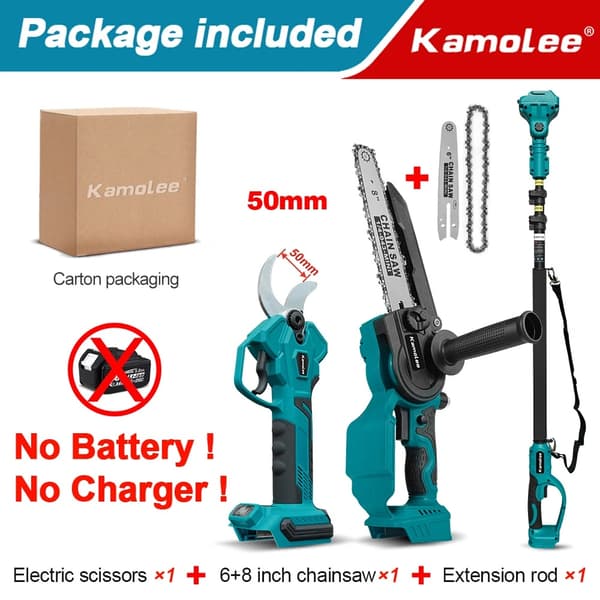 Kamolee Elektriske Saks, Børsteløs Motor, 6+8 Tommer Motorsav,EU, 40mm Fuld sæt
