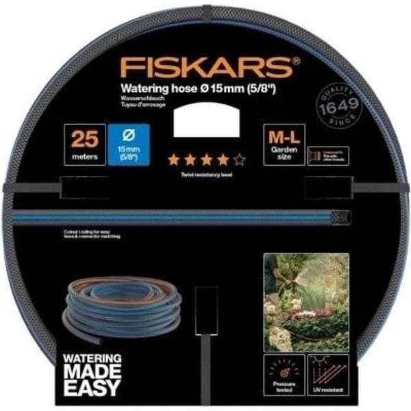 Fiskars Slange Og Tykkelse Q4 15mm 25 M