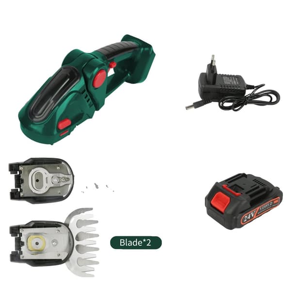 Elektrisk Hækkeklipper, 20000 RPM Tomgangshastighed, Ergonomisk Design,Grøn 1 Batteri EU