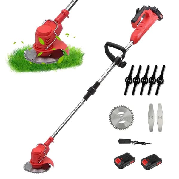 Elektrisk Grästrimmer, 24V med Justerbar Längd, 18000 RPM Klippfart,24V 2 Batterier
