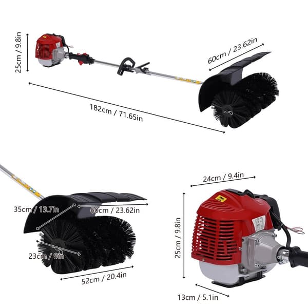 Gasdrevet kost, 52CC motor, 2,3HK ydeevne,Rød