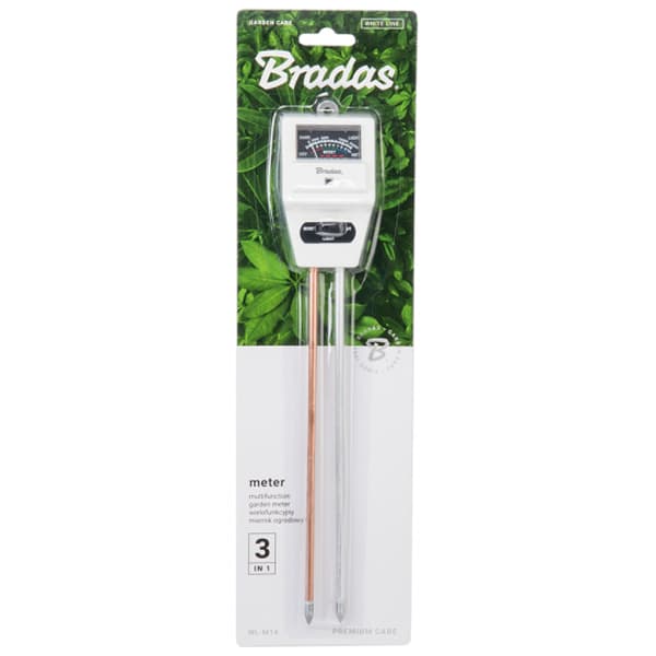 Analog kvadratmeter til måling af jordens pH, sollys og fugtighed
