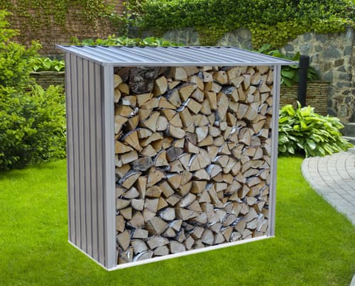 Brændeskur - brændeskur, galvaniseret stål - 163 x 154 x 88 cm