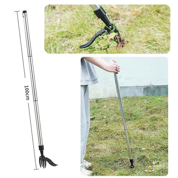 Smidig och praktisk Ogräsupptagare med fotstöd 100cm