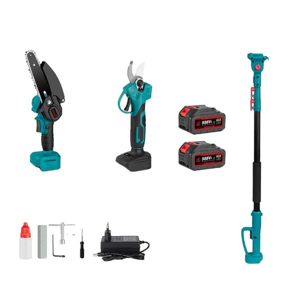 Elektrisk kædesav, 6-tommer guideplade, 3500W effekt,2 Batteri EU Stik
