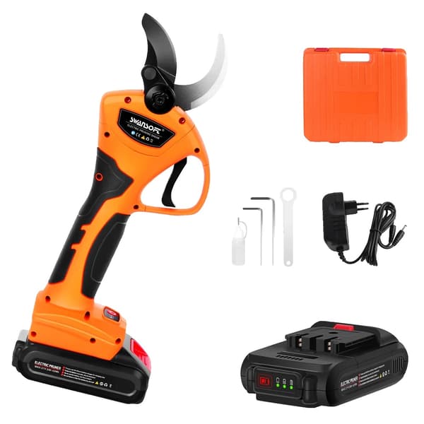 Trådløse elektriske beskæresakse, drevet af Li-ion batteri, skæreevne på 40 mm,beskærersæt orange