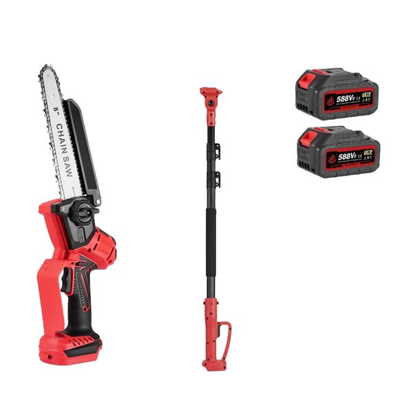Teleskopisk Elektrisk Motorsåg, Borstlös Motor, 8-Tums Guideplatta,2 Batteri EU Kontakt
