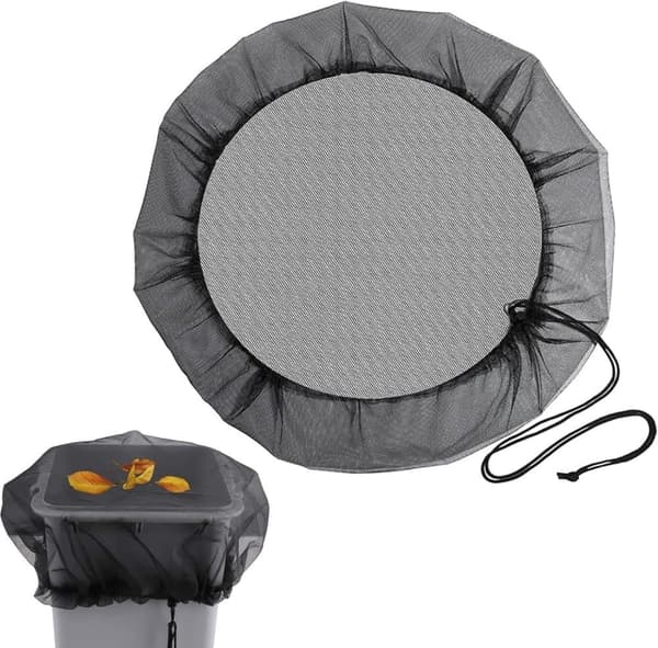 Lollanda Sadetynnyrin suojus, Verkkopeite kiristysnyörillä 150/160 cm, Suojaa roskalta - Polyesteri, Musta, Puutarha 150CM