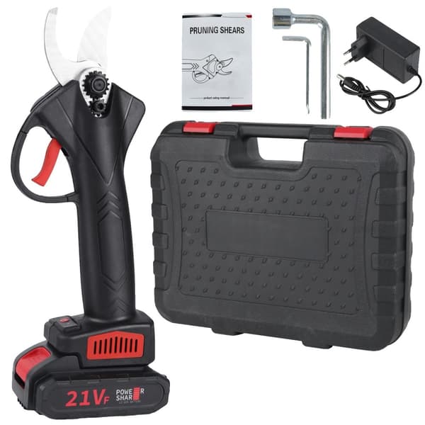 21V Sladdlös Elektrisk Beskärare, 500W Effekt, 0-25mm Klippkapacitet,EU, 1st batterisats