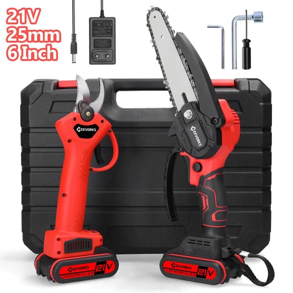 21V Elektrisk Beskärningssax, Klipper 0-25mm, 4-5 Timmars Batteritid,6 tum borstad, EU