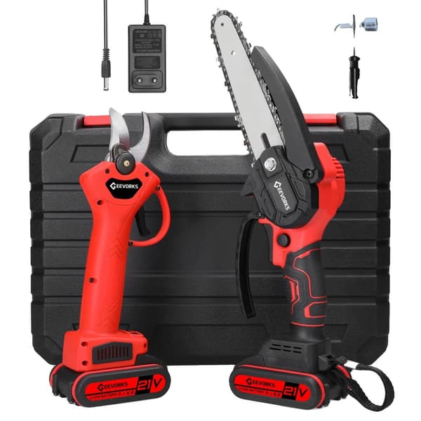 Elektrisk Motorsav, 6-tommer Guideplade, 21V Lithiumbatteri, Trådløs Beskærersaks,2B-6tommer -EU